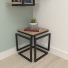 Mesa Lateral Cubo - Metalon Preto Carvalho Mel - 40cm