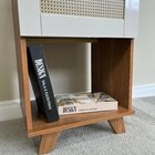 Mesa Lateral De Apoio 1 Gaveta Com Pintura Palha Trama Cinamo