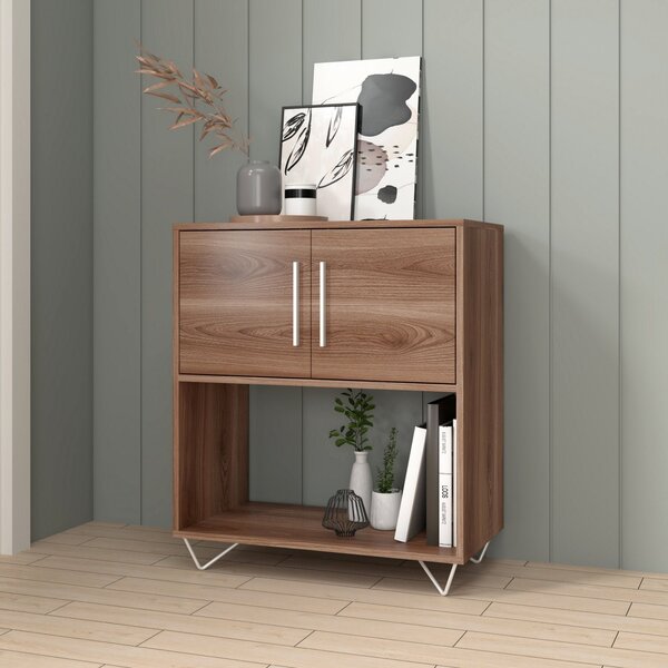 Mesa Lateral De Apoio 2 Portas 1 Nicho Brv Móveis Castanho/me