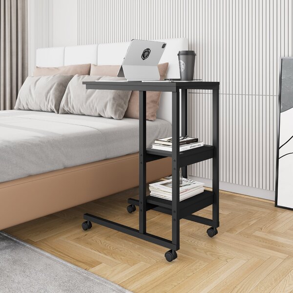 Mesa Lateral De Apoio Industrial Com Rodízio Fit Yescasa Preto