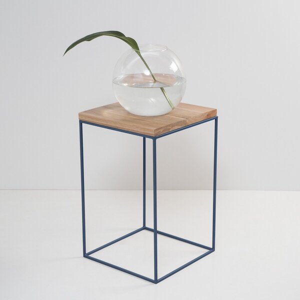 Mesa Lateral De Apoio Tampo Quadrado Paralelo Azul