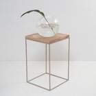 Mesa Lateral De Apoio Tampo Quadrado Paralelo Taupe