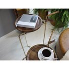 Mesa Lateral De Apoio Tampo Redondo Leon Castanho