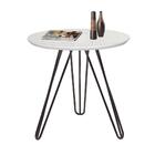Mesa Lateral De Canto Branco Com Pé Metal Preto