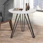 Mesa Lateral De Canto Branco Com Pé Metal Preto