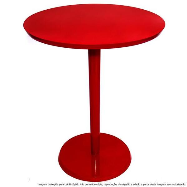 Mesa Lateral De Canto Decorativa Monopé Laqueada Vermelha