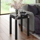 Mesa Lateral De Canto Industrial Tampo De Vidro Malva Preto