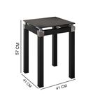 Mesa Lateral De Canto Industrial Tampo De Vidro Malva Preto