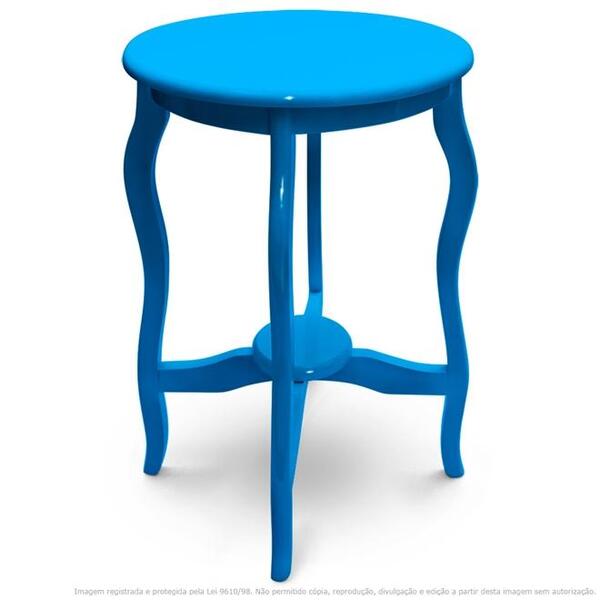 Mesa Lateral De Canto Inglesa Laqueada Azul Turquesa
