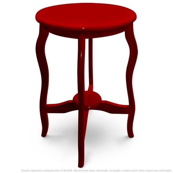 Mesa Lateral De Canto Inglesa Laqueada Vermelha