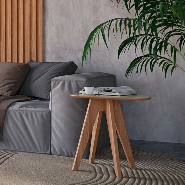 Mesa Lateral De Canto Orgânica 65cm 100% Mdf Nature Off White