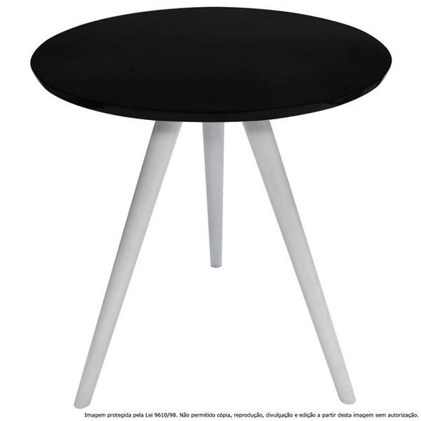 Mesa Lateral De Canto Tripé Laqueada Branca E Preta