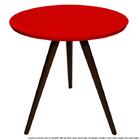 Mesa Lateral De Canto Tripé Laqueada Tabaco E Vermelha