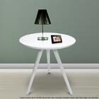 Mesa Lateral De Canto Tripé Média Laqueada Branca