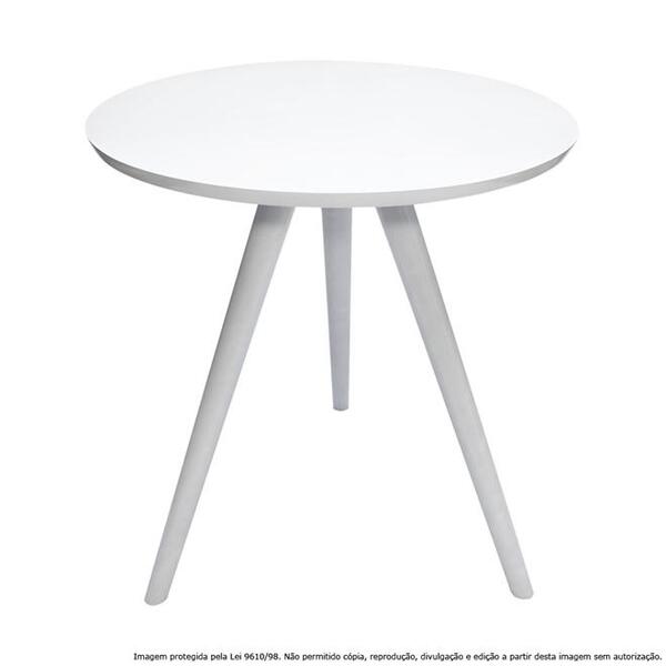 Mesa Lateral De Canto Tripé Média Laqueada Branca