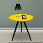 Mesa Lateral De Canto Tripé Média Laqueada Preta E Amarela