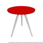 Mesa Lateral De Canto Tripé Pequena Laqueada Branca E Vermelha