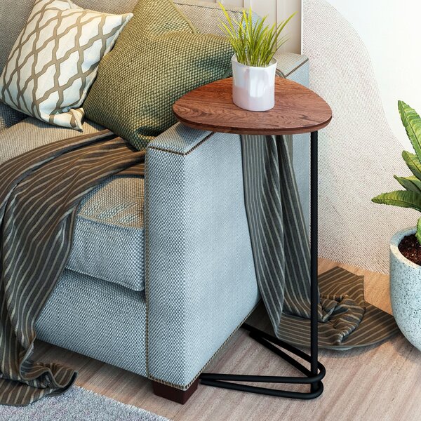 Mesa Lateral De Sofá Folha 70cm X 40cm X 30cm Preto/madeira