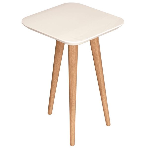 Mesa Lateral Decorativa Quartzo B01 Off White Pés Palito - Ly