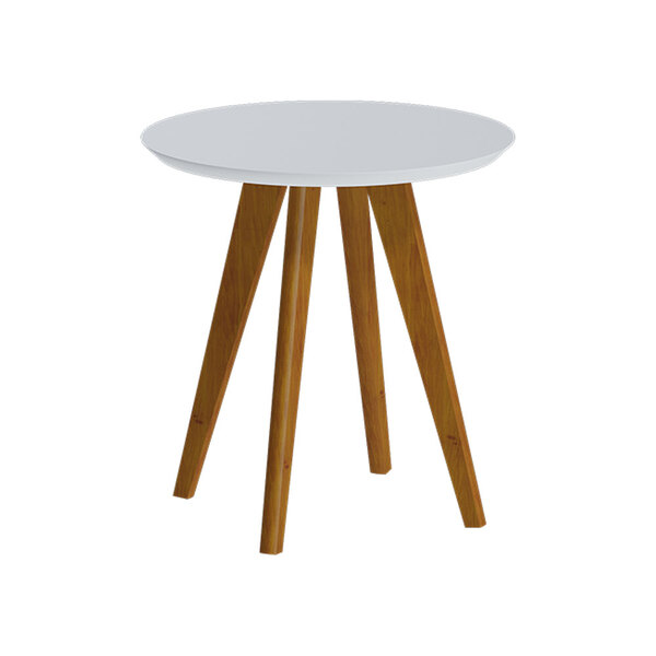 Mesa Lateral Decorativa Redonda Polly Branco Acetinado G29 -