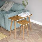 Mesa Lateral E Mesa De Apoio Marchê Chevron Off White