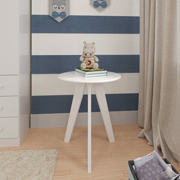 Mesa Lateral Em Kakau Retrô  Branco Brilho