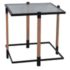 Mesa Lateral Em Metal Madeira E Vidro Preto 43cm Bo0043 Btc