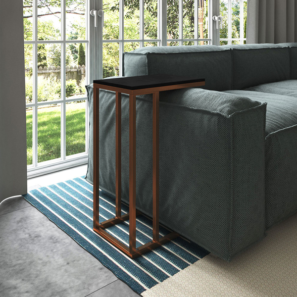 Mesa Lateral Encaixe Elena Cobre E Tampo Preto Asturias