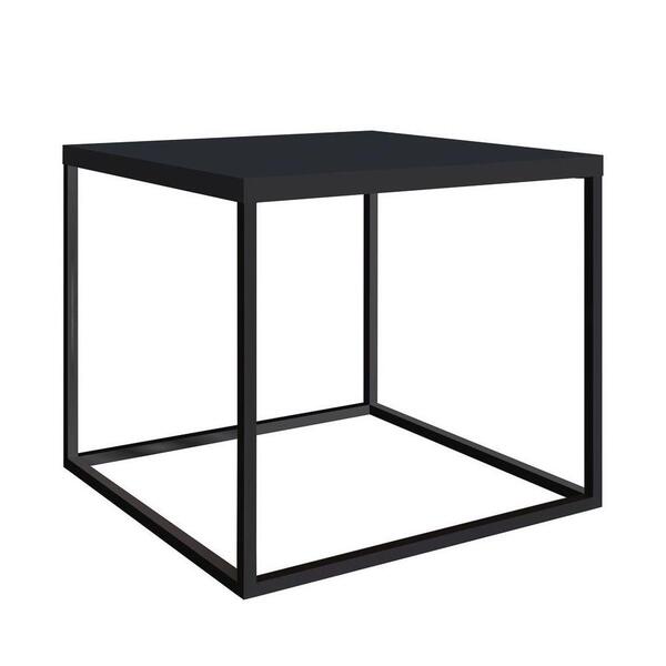 Mesa Lateral Estilo Industrial Cube Preto Texturizado/preto -