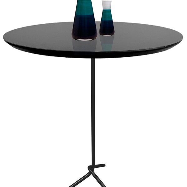 Mesa Lateral Flip Preta Fosca Coverglass Altura 60cm E Tampo