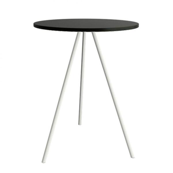 Mesa Lateral Gabriela Branca Tampo De Madeira Preto