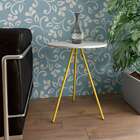 Mesa Lateral Gabriela Wood Branca E Amarela