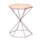 Mesa Lateral Hexagonal Quito Madeira E Bronze