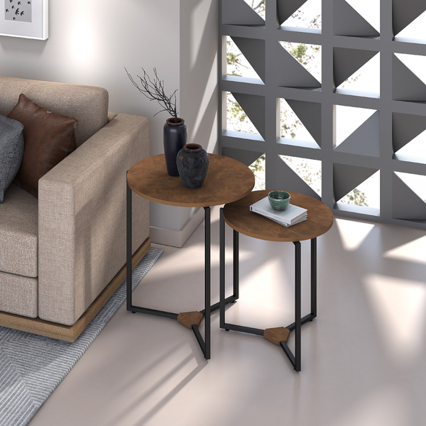 Mesa Lateral Industrial Aço E Mdf Delta Acabamento Couro