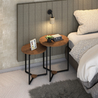 Mesa Lateral Industrial Aço E Mdf Delta Acabamento Couro