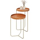 Mesa Lateral Industrial Com 2 Tampos 100% Mdf Lina Champagne/