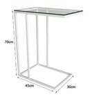 Mesa Lateral Industrial Encaixe Elena Vidro Branca