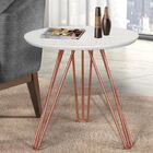 Mesa Lateral Jade Pé Cobre Bisart Decor Branco