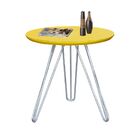 Mesa Lateral Jade Pé Prata Bisart Decor Amarelo