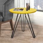 Mesa Lateral Jade Pé Preto Bisart Decor Amarelo