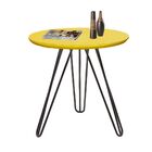 Mesa Lateral Jade Pé Preto Bisart Decor Amarelo
