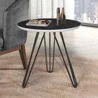 Mesa Lateral Jade Pé Preto Bisart Decor Preto/branco