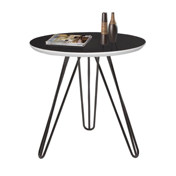 Mesa Lateral Jade Pé Preto Bisart Decor Preto/branco