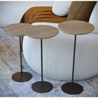 Mesa Lateral Karla - Baixa, Tampo Redondo Itapuã E Base Aço C