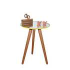 Mesa Lateral Laqueada Com Espelho Tripé 35cm - Amarela - 70cm