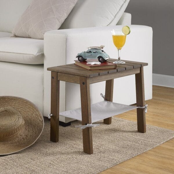 Mesa Lateral Madeira Maciça Com Espaço Pet Jardim Gurupi Cabe