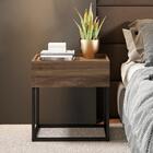 Mesa Lateral Madeirado E Tubos Pretos