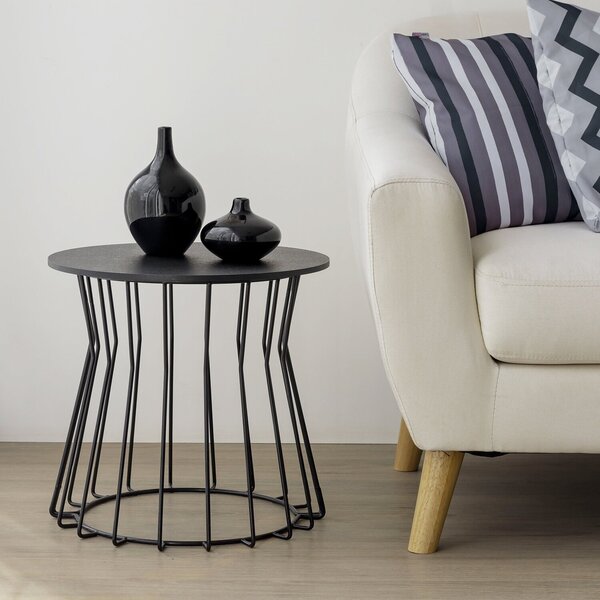 Mesa Lateral Mdp Preta Sala De Estar  Preto