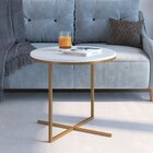 Mesa Lateral Média 46 X 50cm Volpi Branco/dourado