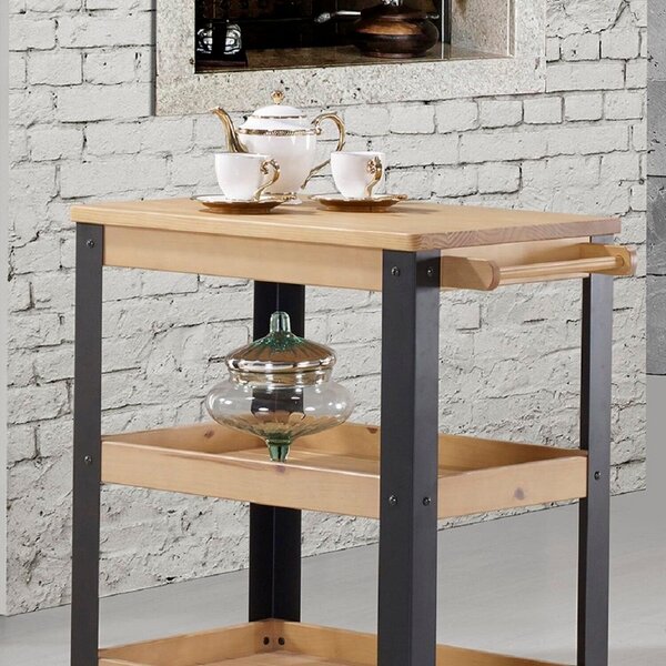 Mesa Lateral Menor Com Rodízios Angus Carvalho Carvalho/preto